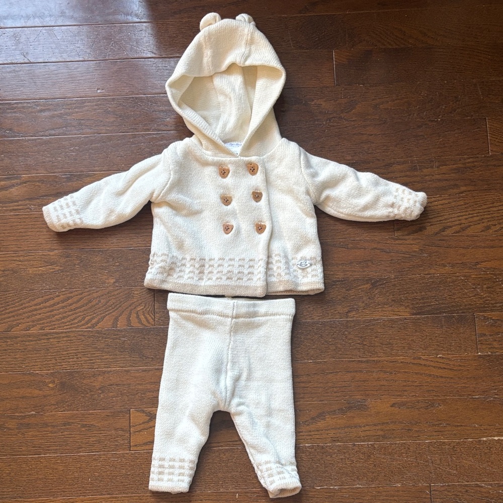 Rock a Bye Baby Boutique Cream Knit Baby Hoodie and Pants Set
